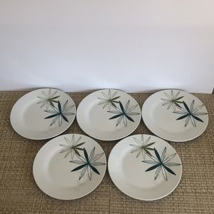 Pier 1 KUI HUA Set Of Five Salad Luncheon Plates MCM Starburst Atomic Style